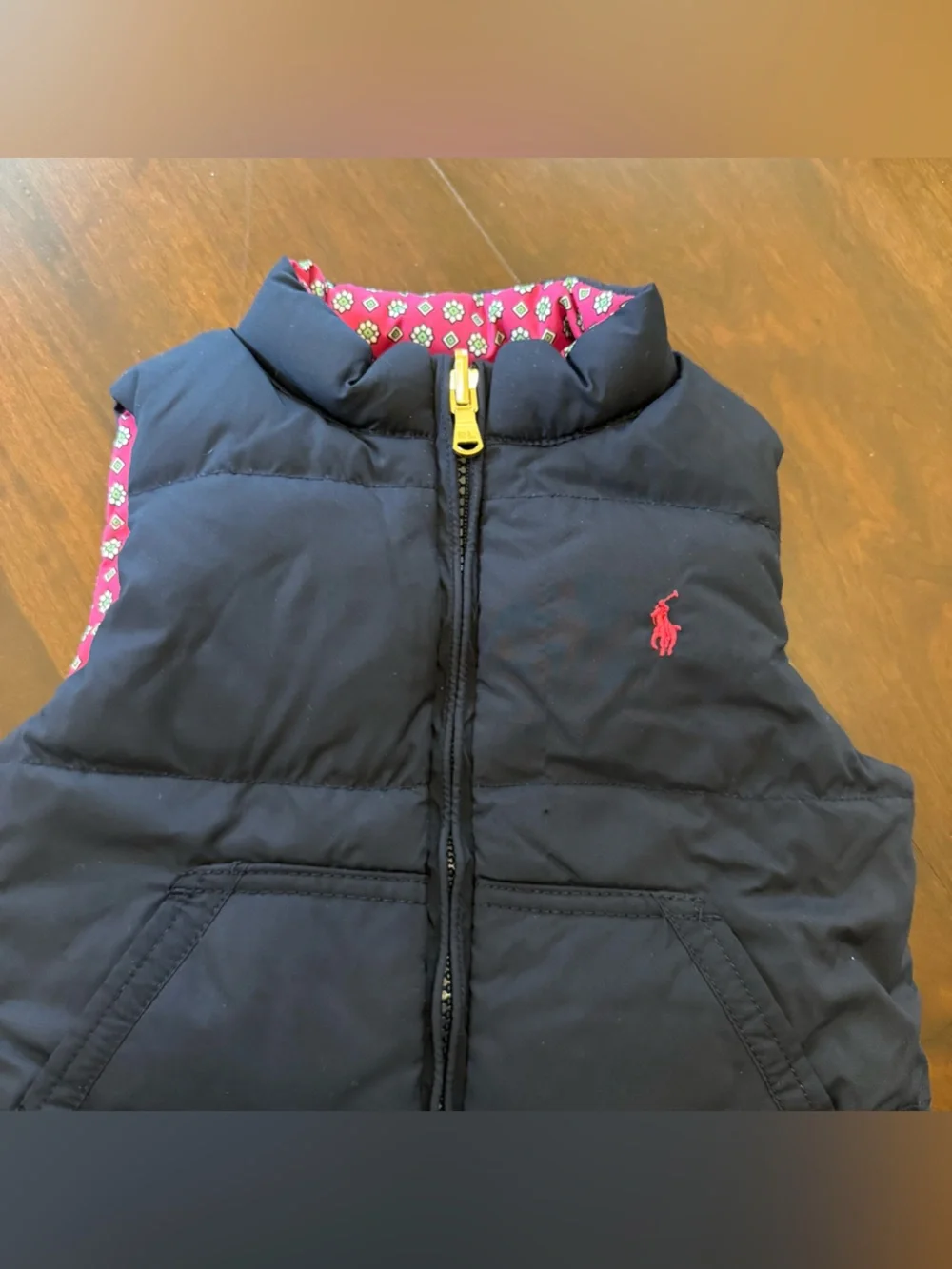 Reversible Ralph Lauren baby reversible Vest navy pink 18M